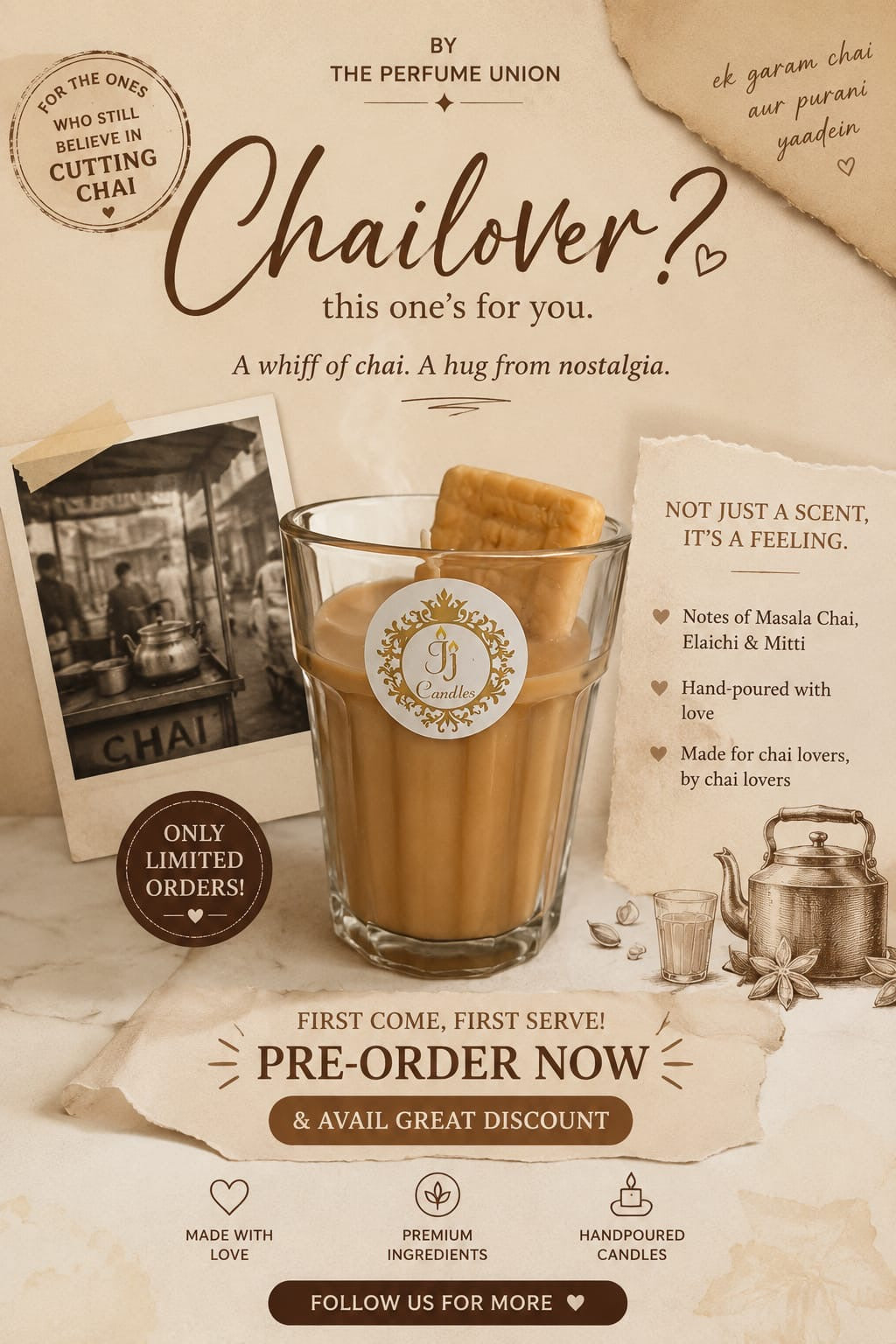 Scented Chai-Biscuit Candle by The Perfume Union